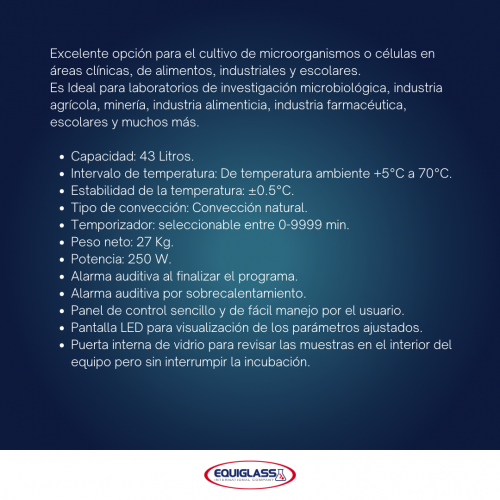 Incubadora para laboratorio de temperatura constante