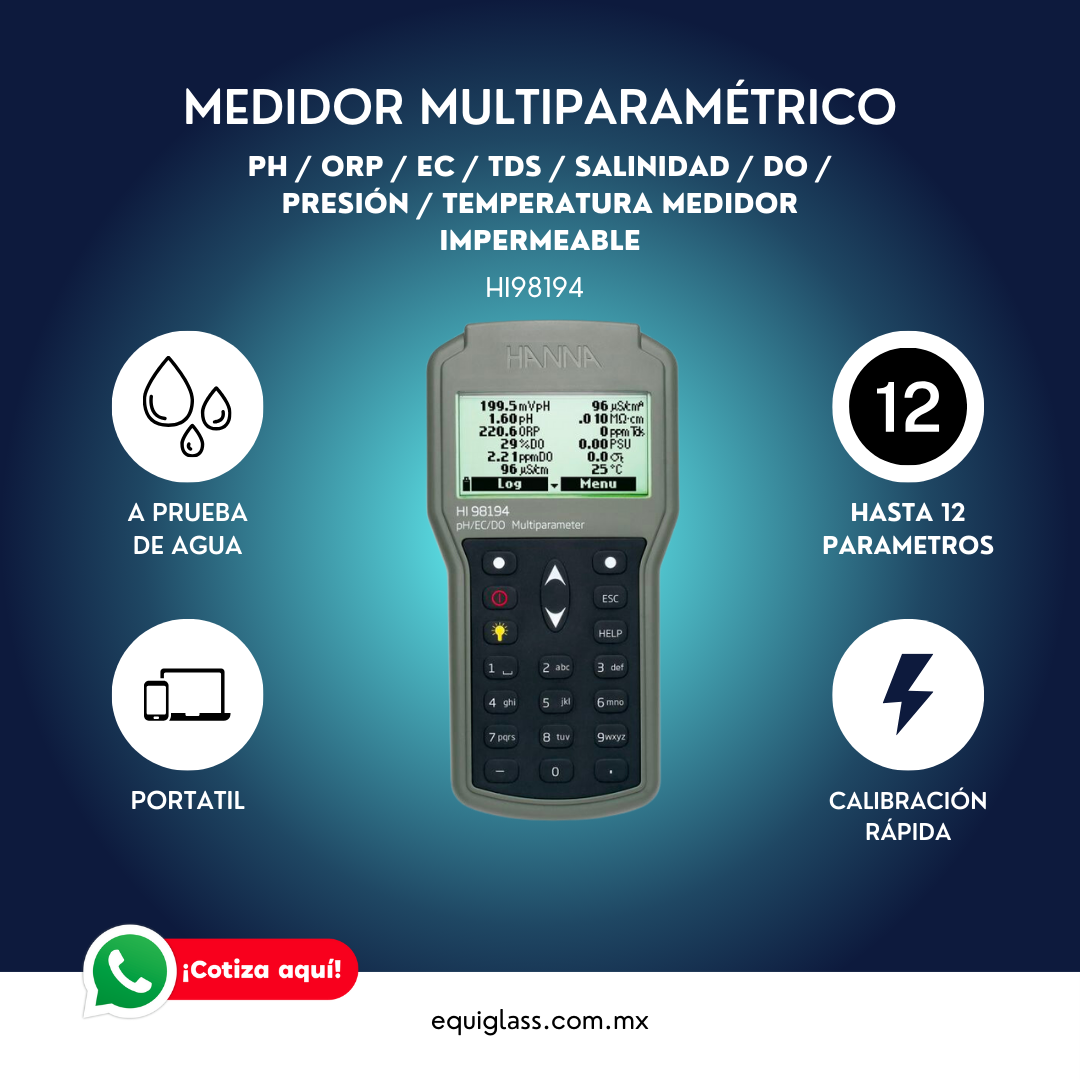 Medidor Multiparamétrico Impermeable Para Ph Orp Conductividad