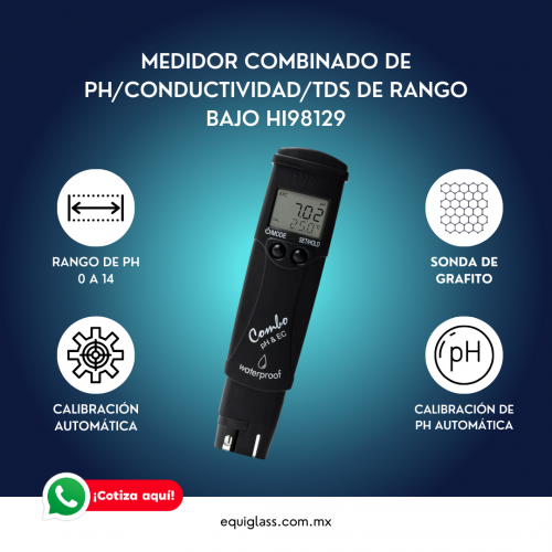 Medidor combinado de pH/Conductividad/TDS de rango bajo tipo pluma