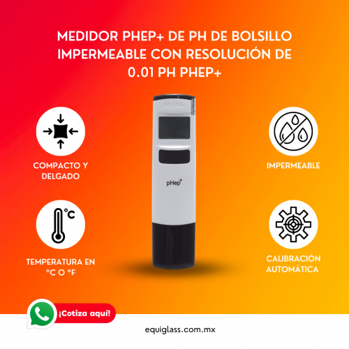 Medidor pHep+ de pH de bolsillo impermeable con resolucin de 0.01 pH