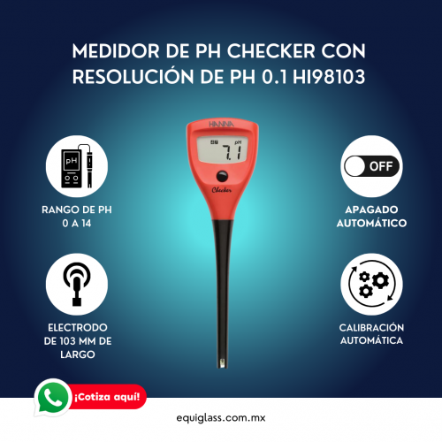 Medidor de pH de bolsillo Checker de HANNA con resolucin de pH 0.1