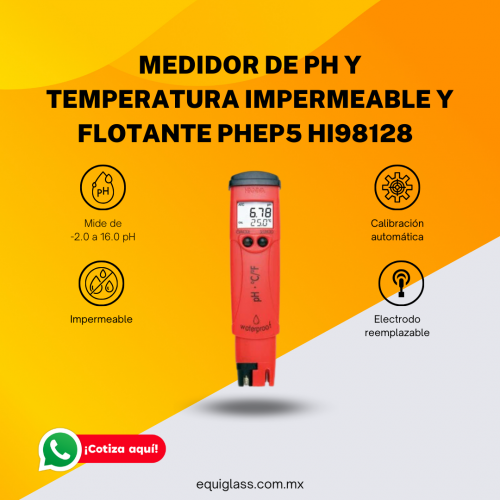 Medidor de pH y Temperatura impermeable y flotante pHep5