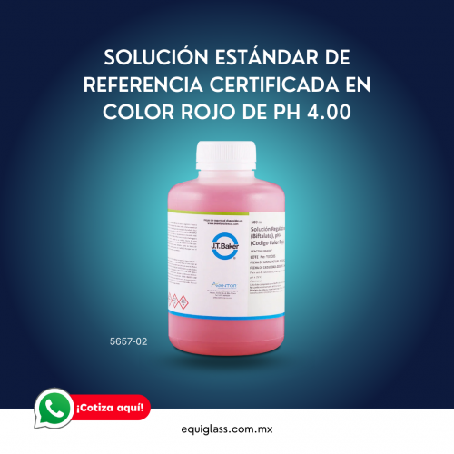 Solucin estndar de referencia certificada en color rojo de pH 4.00