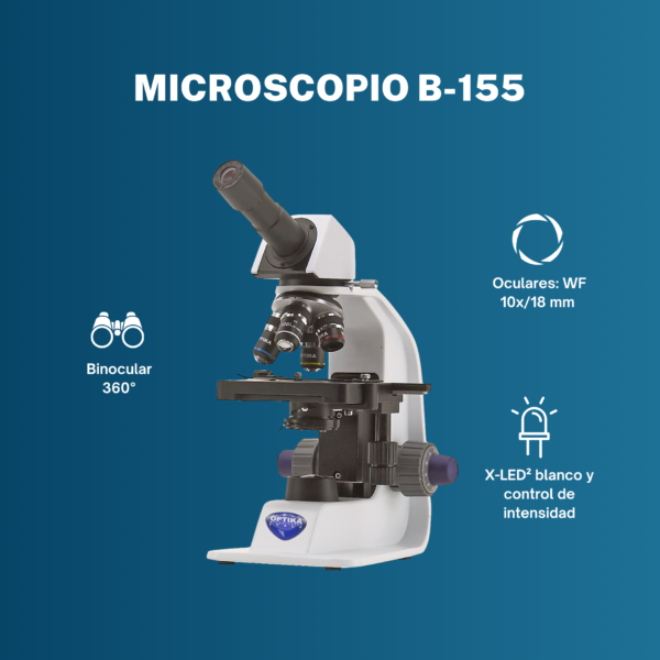 Microscopio biológico monocular OPTIKA B-155, ideal para educación secundaria y universitaria